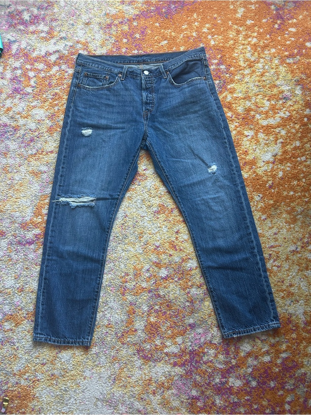 Levi's 501 Blue Distressed Jeans